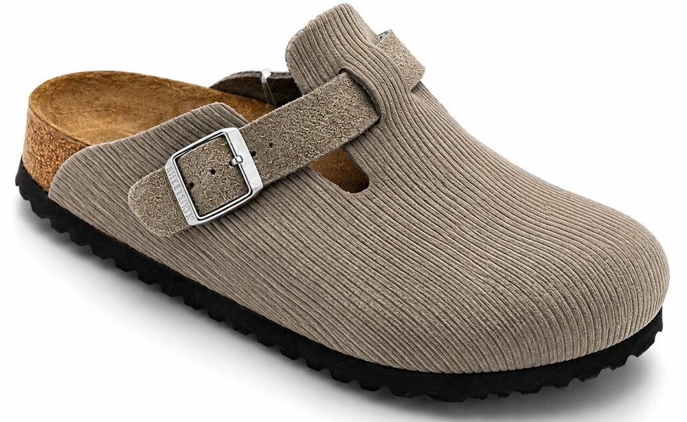 Birkenstock Boston Corduroy Taupe Clogs Women’s Size 10 Slip On Comfort Casual